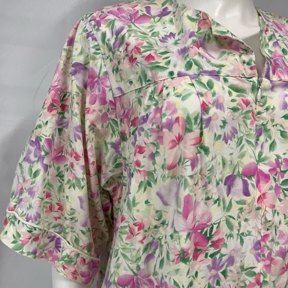 Vintage Carlton Hall Neiman Nightgown Women Large White Pink Floral Maxi Cotton - Picture 4 of 11